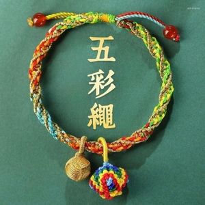 Bracelets porte-bonheur du Festival des bateaux-dragons fabriqués à la main avec corde arc-en-ciel pour femmes et enfants nés, bracelet à breloques rouge, cadeau
