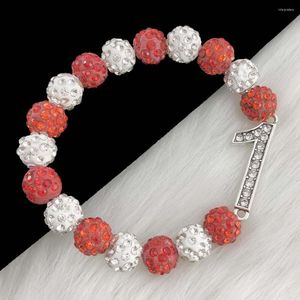 Strand Handmade Greek Sorority Disco Ball Beads 0-9 Number Charms Bracelet Jewelry