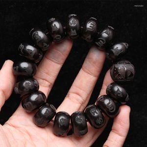 Brin fait à la main hommes 20mm12 perles bois d'ébène naturel prière perle chaîne poignet méditation soulagement du Stress Bracelet chapelet pour hommes