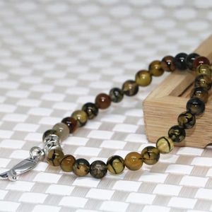 Hebra de alto grado 6mm Natural amarillo dragón venas Agat Onyx pulsera con cuentas redondas mujeres joyería fabricación 7,5 pulgadas B1984