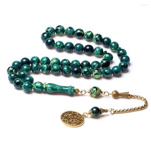 Brin de haute qualité rond 10mm 45 perles résine verte ambre prière islamique Misbaha Tesbih or Tasbih chapelet musulman perle Subha