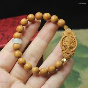 Strand Indonésie Sandalwood 8 mm Marque Bouddha Brace Retro Retro Style Beads Bracelet Old Material