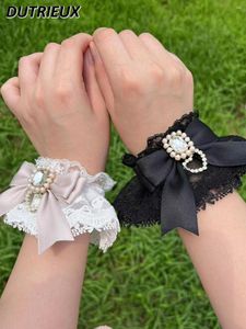 Strand japonais Lolita style femmes accessoires doux dentelle amour coeur noeud papillon strass manchettes orthèse Bracelet