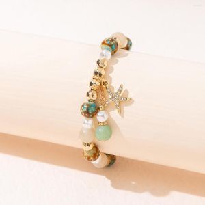 Strand Kirykle Boho Perlé Bracelet Pour Femmes Incrusté Strass Étoile De Mer Pendentif Fait À La Main Élastique Bijoux Cadeau