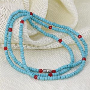 Strand Long Multilayer 4rows Fermoirs Magnétiques Bleu Turquoises Calaite Stone 2 4mm Facettes Abacus Rondelle Perles Bracelets Bijoux B2765