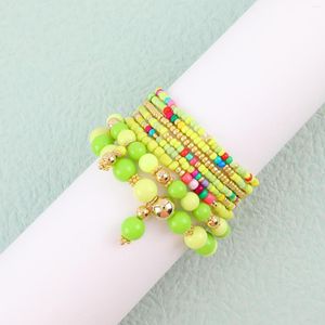 Strand Makersland 8 pièces/ensemble vert acrylique verre perle Bracelet Style bohème pour les femmes tempérament charmants cadeaux en gros