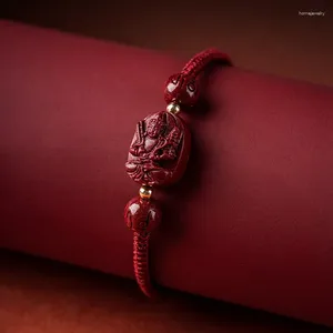 Strand Manjushri Bodhisattva Bracelet Dragon Cinnabar Perle 2024 Résolve Tavage Tai Sui Rope Red 12 Annulet de l'année du zodiaque