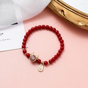 Strand Meetvii Style chinois perles de verre rouge Bracelets porte-bonheur Fu gourde portefeuille Animal bijoux à breloques