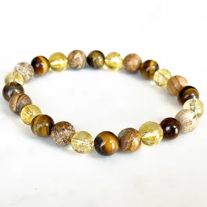 Strand Mg1712 Bracelet zodiaque Balance Ballens 8 mm Tiger Eye Citrine Picture Jasper Chakra Perles de poigne