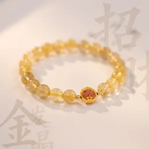 Strand Minar Style chinois couleur jaune clair cristal pierre naturelle Bracelets pour femme fille élastique Bracelet de perles accessoires