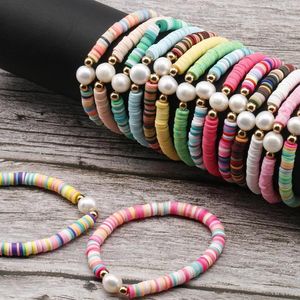 Strand Multicolor Polymer Polymer Clay Heishi Beads Pearl Stretch Pulsera Mujeres 2023 Fashion Boho Summer Surf Jewelry Regalos