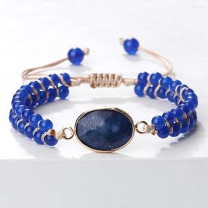 Bracelet en pierre en pierre de lapis bleu naturel de brin