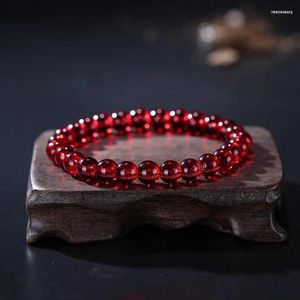 Strand Natural Clear Garnet Beads Pulsera Mujer Lady Stretch Round Crystal Bead 8mm