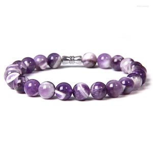 Strand Natural Dream amatistas cuarzo pulsera cristal púrpura gema piedra con cuentas encanto energía mujeres joyería romántica regalo