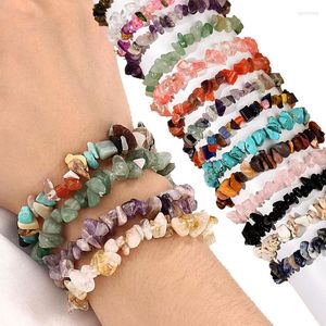 Strand Natural Gem Stone Bracelet Amethyst Irregular Stretch Chip Beads Nuggets Pulseras de cuarzo Brazaletes Pulsera de cristal para mujer