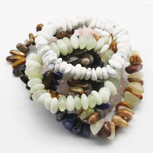 Hilo de grava Natural, pulseras de hilo elástico irregulares, cuarzo rosa, ojo de tigre, dijes de piedra, joyería, regalos para parejas, venta al por mayor, 1 Uds.