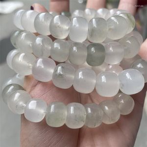 Strand Natural Jade Pulsera Grado A Alto flotante Myanmar Jadeite Barril Beads Brazalete elástico Novia Mamá Regalo