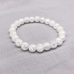 Pulsera de cristal de palomitas de maíz blanco mate con cuentas de piedra Natural para hombres y mujeres, cuerda trenzada/elástica de 6/8/10/12MM, regalo de joyería de la suerte