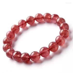 Bracelet en cristal de fraise naturel pour femmes, fil de fleur de pêche rose, anneau unique, bijoux, transbordement