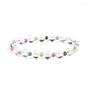 Bracelets porte-bonheur en pierre de Tourmaline pour femmes, brin de perles à facettes en cristal blanc naturel séparées par 4mm, bijoux JoursNeige