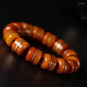 Bracelet tibétain à reflux en os de bœuf, cercle unique, vieux matériaux incrustés de Yak, pour hommes et femmes