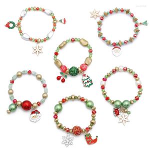 Strand Personnalisé Conception Simple Bracelet Perlé Fait Main Noël Père Noël Bonbons Flocon De Neige Fille