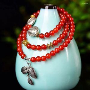 Bracelets en cristal rouge à brins de 6mm, pendentif en feuille de poisson, porte-bonheur pour femmes, bijoux multicouches JoursNeige