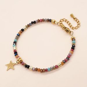 Pulsera De Bola De Arroz De Hilo Tejido A Mano Moda Ajustable Caída Estrella De Cinco Puntas Unisex Simplicidad Bohemia Con Cuentas