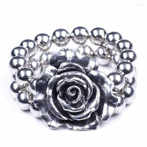 Strand Rose Design Wrap Pulseras para mujeres Metal Beaded Vintage Jewelry Bracelet Custom Handmade Girls Gift
