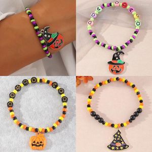 Hilo de venta de joyería de vacaciones Halloween calabaza pulsera estilo fantasma Festival naranja arroz cuenta encanto regalo al por mayor