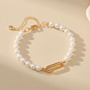Strand Shell Pearl Bead Copper Metal Bracelet Fomen Femme Simple Style Gift Gift Bijoux Accessoires d'oreille CE018