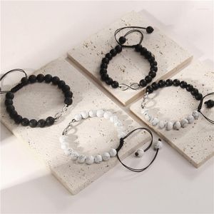 Pulsera infinita de Color plateado con cuentas de piedra Natural, colgante de 8 números, brazalete para parejas, joyería para hombres y mujeres