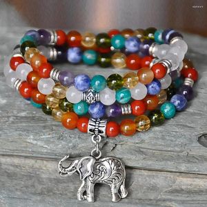 Strand SN0318 Chakra Balance 108 Bracelet Mala perles d'éléphant collier de Yoga en gros