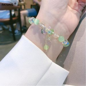 Strand printemps vert naturel opale Bracelet cordon élastique réglable romantique chinois vent haut de gamme luxe accessoires de mode