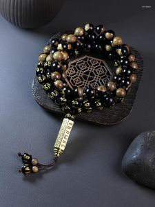 Brin bouddhisme tibétain Six mots Mantra Bracelets pour hommes femmes collier naturel ébène perles chanceux bracelets bijoux
