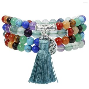 Strand TUMBEELLUWA Boho Tibétain Bouddhiste Mala Perles de Prière 7 Chakra Pierre Wrap Bracelet Collier Yoga Méditation Hommes Femmes Bijoux