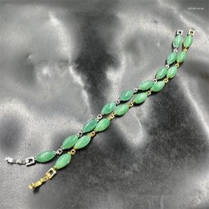 Bracelet en œil de cheval en Jade vert incrusté de fond blanc, placage sous vide