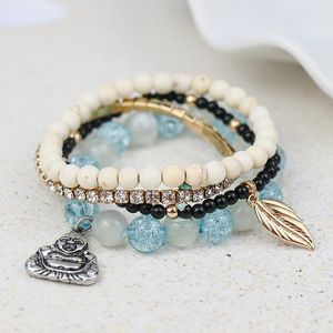 Strand Vintage MutiLayer Beads Pulseras hechas a mano para mujer Chica Crystal Rhinestone Stone Buddhism Charms Bracelet Set Jewlery