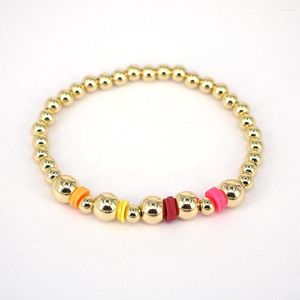 Strand Vlen Plaqué Or Cuivre Perlé Bracelet Bracelets Extensibles Pour Femmes Mix Couleur Heishi Disque Perles Pulseras En Bijoux De Mode