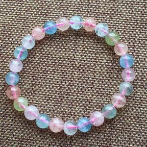 Strand Wholesale 8mm Colorful Natural Morganite Gem Stone Clear Round Bead Crystal Stretch Pulseras