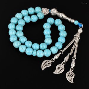 Strand gros Islam 10mm perles de prière colliers islamiques Mala 33 chapelet Turquoise méditation Bracelet de guérison musulman Tasbih