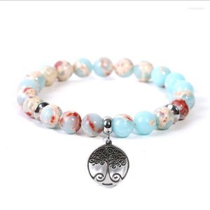 Strand WWLB Naturel Énergie Pierre Femmes Bijoux Spectrolite Labradorite 8mm Sagesse Arbre De Vie Charme Bracelet