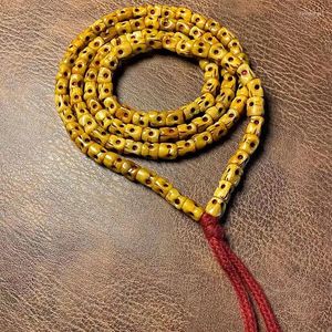 Cadena de hueso de Yak, Calavera tallada Vintage, 108 cuentas, pulsera, collar, accesorios tibetanos