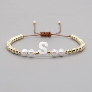 Strand YASTYT À La Mode Couleur Or Perle Coquille Lettre Charme Amitié Acrylique Perle Bracelet Pour Femmes Coquillage S Initiales Bracelets