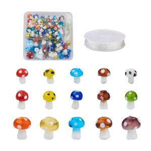 Hilos 1 set de color mixto champiñón lámpara hechas de lámparas de lámpara hilo de cristal elástico niños de bricolaje estiramiento de pulseras joyas de fabricación de joyas