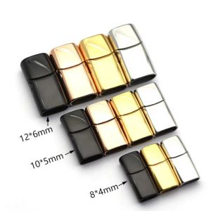 Brins 10pcs / lot en acier inoxydable Trou magnétique magnétique 12 * 6 mm 10 * 5 mm 8 * 4 mm pour le bracelet de cordon en cuir