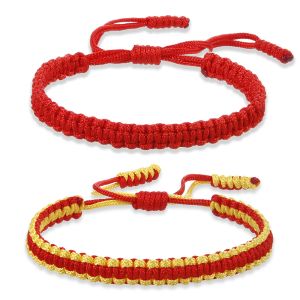 Brins bracelets à cordes rouges tressées bracelets bracelets bouddhistes tibétains nœuds réglables bracelet bracelet bijoux de bijoux pour l'amour bonne chance