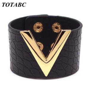 Brins Bracelet en cuir de crack europe pour femmes femme allmatch v mot large style punk bijoux doux en gros cool