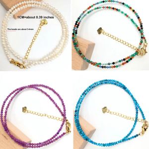 Strings Facet Perges à facettes 23 mm Perles Collier Bracelet Quartz Crystal Agate Natural Pearl Aquamarine Men Femme Bijoux Party