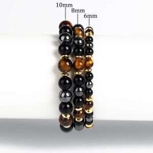 Brins Natural Tiger Eye Obsidian Hematite Beads Bracelets Men For Magnetic Health Protection Femmes Soul Jewelry Cadeaux Pulsera Hombre